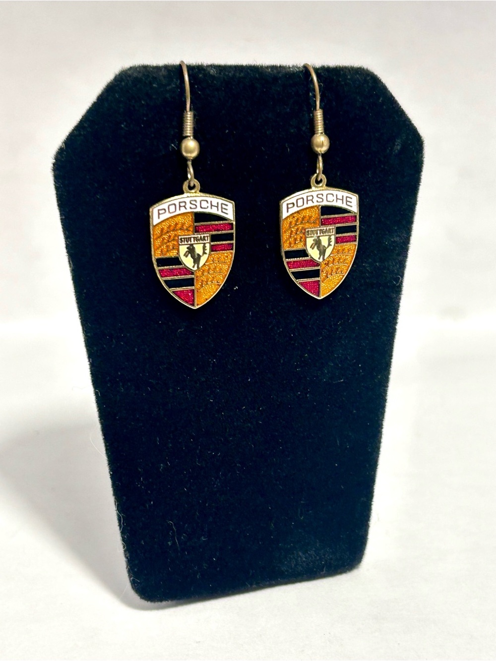 Porsche Drop Earrings - Gold, Red & Black - Picture 2 of 5